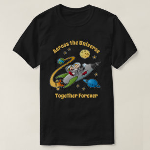 Together Forever Cosmic Love Journey Funny Cartoon T-Shirt