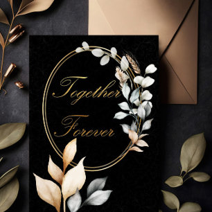 Together Forever Elegant Black and Gold Wedding In Invitation