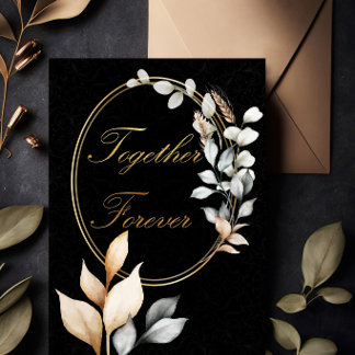 Together Forever Elegant Black and Gold Wedding In Invitation