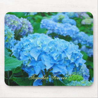 Together Forever! mousepad Blue Hydrangea Flowers