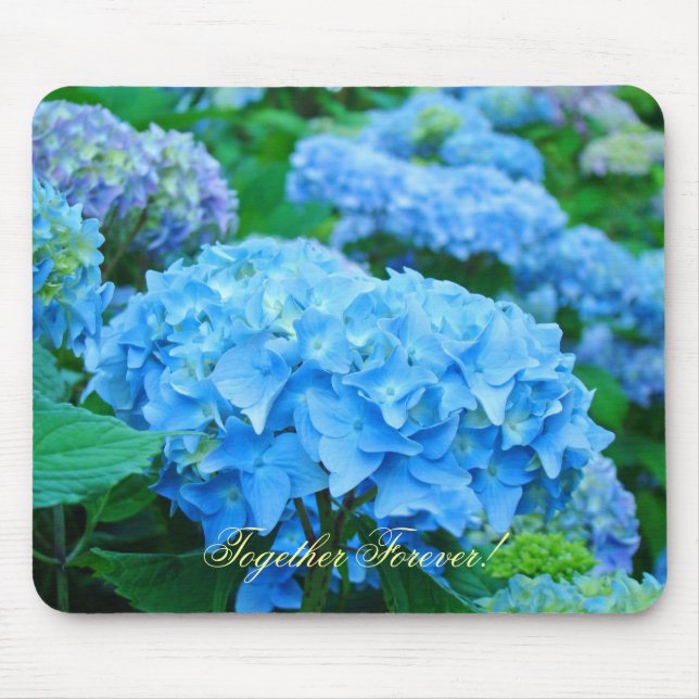 Together Forever! mousepad Blue Hydrangea Flowers (Front)