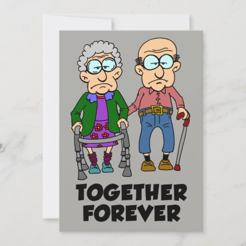 Together Forever Old Couple Anniversary Invitation