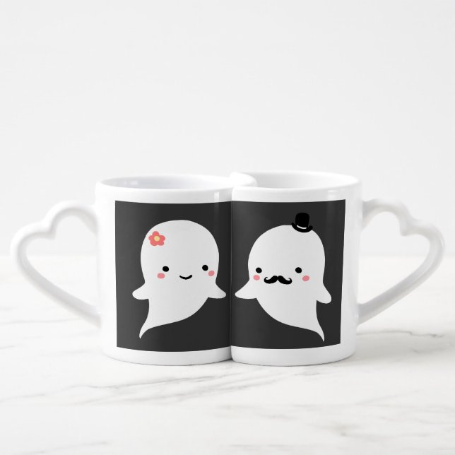 Together Forever Personalized Cute Ghost Coffee Mug Set (Front Nesting)