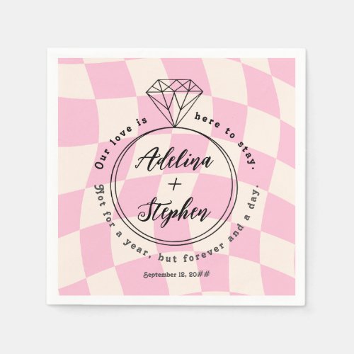 Together Forever Pink Wedding Party Favor Drink Napkins