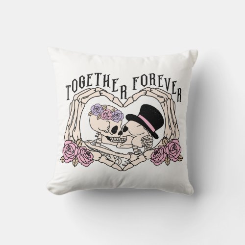 Together Forever Skeletons Throw Pillow