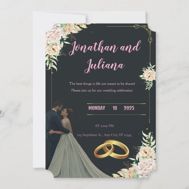 Together Forever – The Wedding of Sarah & Ahmed Announcement (Front)