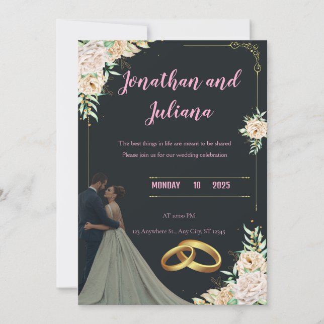 Together Forever – The Wedding of Sarah & Ahmed Announcement (Front)