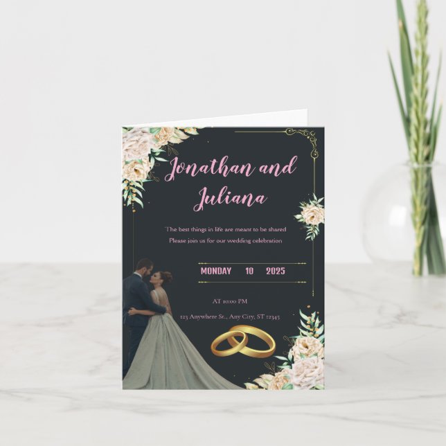 Together Forever – The Wedding of Sarah & Ahmed Announcement (Front)