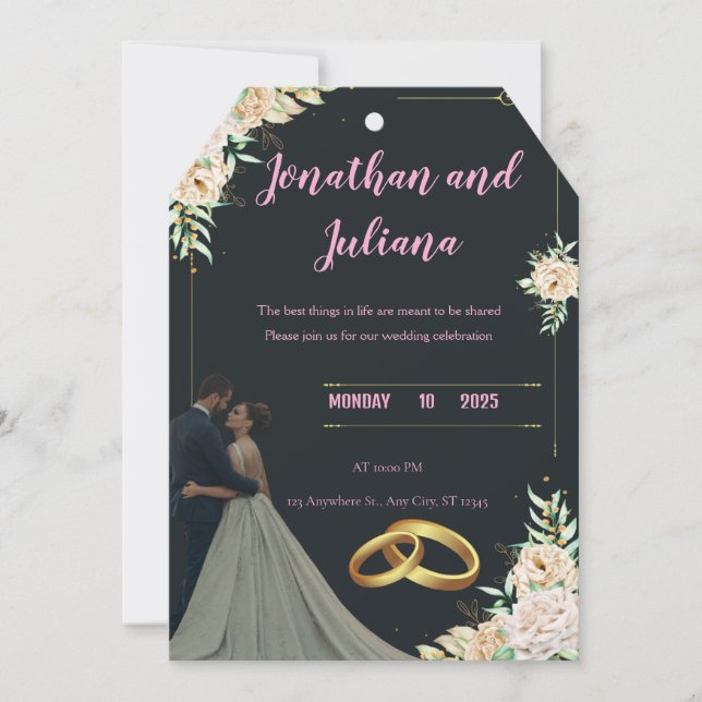 Together Forever – The Wedding of Sarah & Ahmed Announcement (Front)