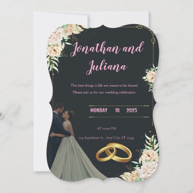 Together Forever – The Wedding of Sarah & Ahmed Announcement (Front)