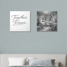 Together Forever Two‑Tile Pencil Sketch Wall Art