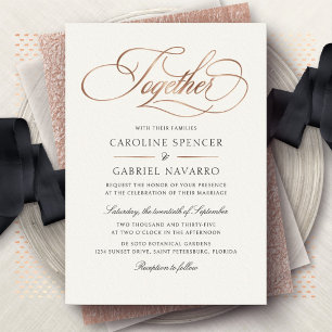 Together Formal Elegant Calligraphy Wedding Foil Invitation