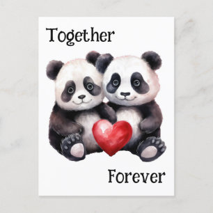 Together Froever Panda pair Holiday Postcard