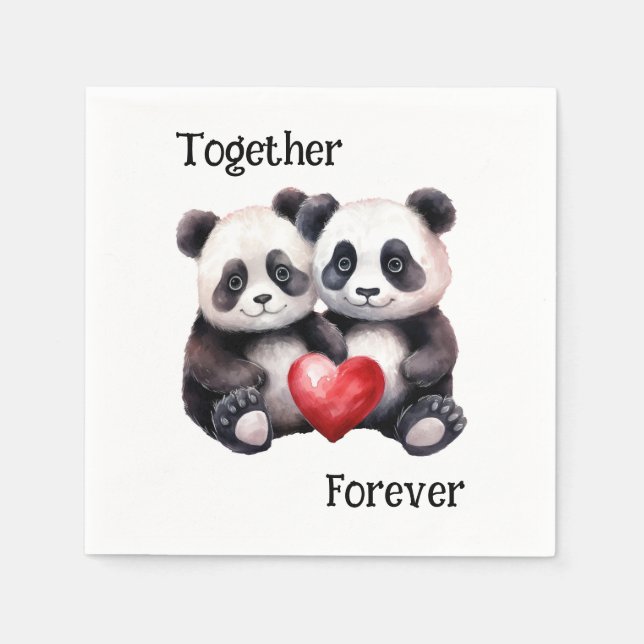 Together Froever Panda pair  Napkins (Front)