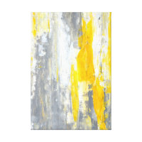 'Together' Grey and Yellow Abstract Art Canvas Print