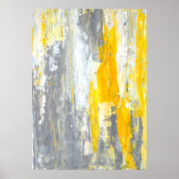 'Together' Grey and Yellow Abstract Art Poster