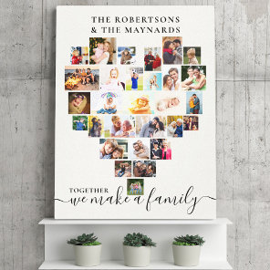 Together Heart Photo Collage Personalized Family Canvas Print