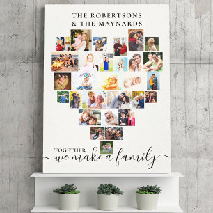 Together Heart Photo Collage Personalized Family Canvas Print