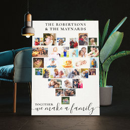Together Heart Shaped Photo Collage Personalized Canvas Print
