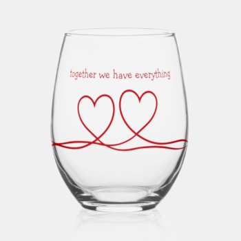 Together Hearts Social Expression Bulk  Stemless Wine Glass by idesigncafe at Zazzle