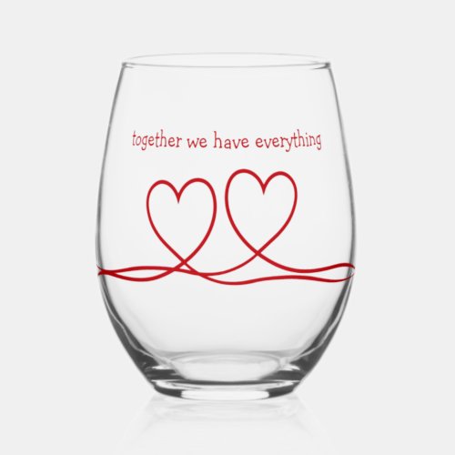 Together Hearts Social Expression Bulk  Stemless Wine Glass