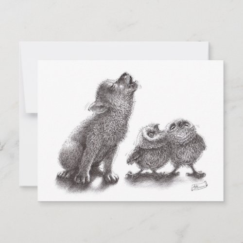 Together Howling _ Wolf meets Owls Postcard