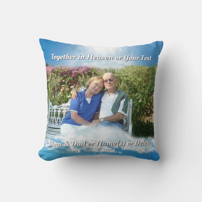 Together in Heaven, Memorial Gifts Loss of Parents Throw Pillow (Front)