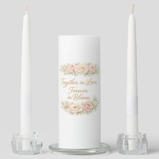 Together in Love Floral Wedding Candle (Front)