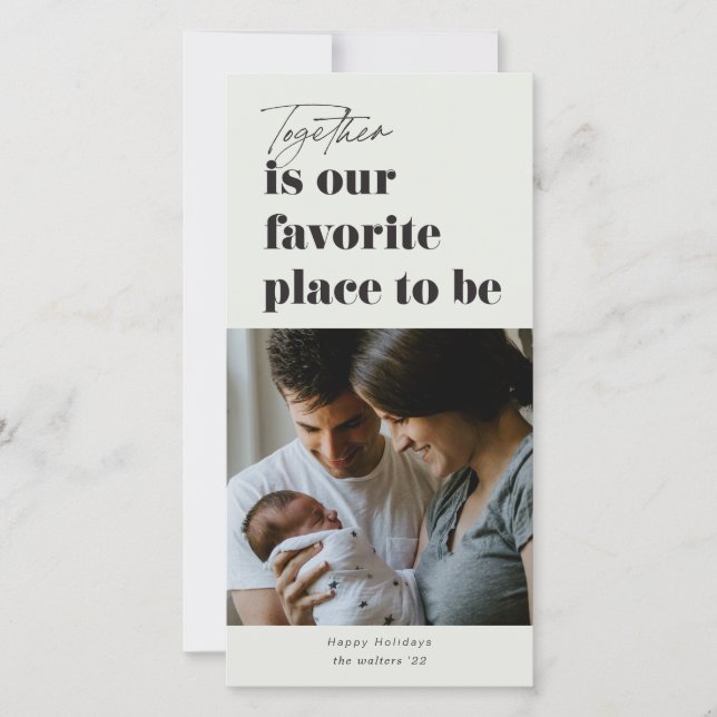 Together is our favorite place 3 Photo Holiday Card (Front)