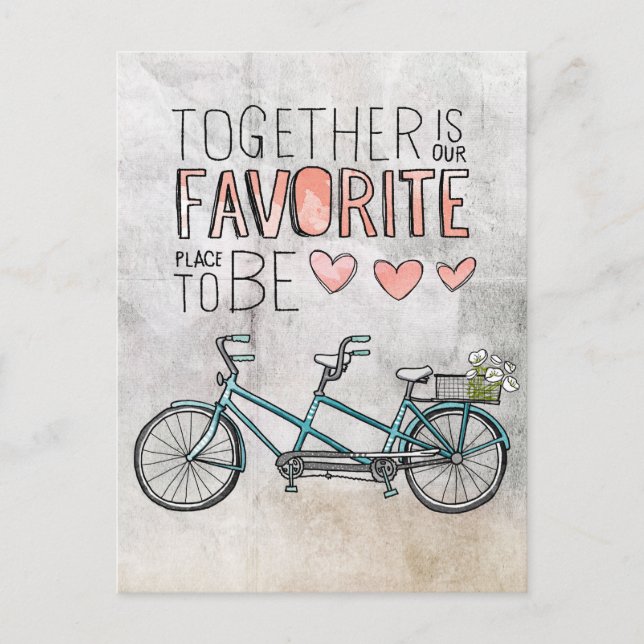 Together Is Our Favorite Place To Be | Blue Bike Postcard (Front)