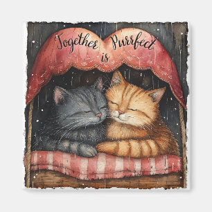 Together is Purrfect Kitty Cat Illustrated Artwork Magnet