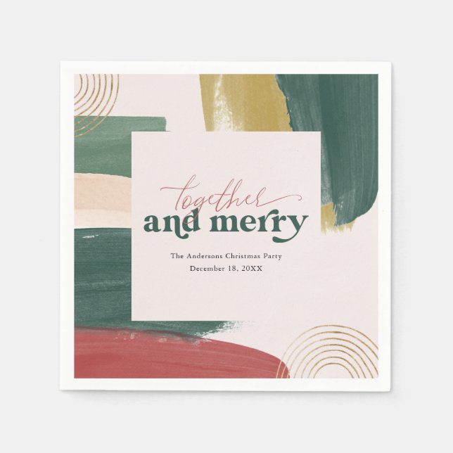 Together & Merry | Modern Christmas Party Napkins (Front)