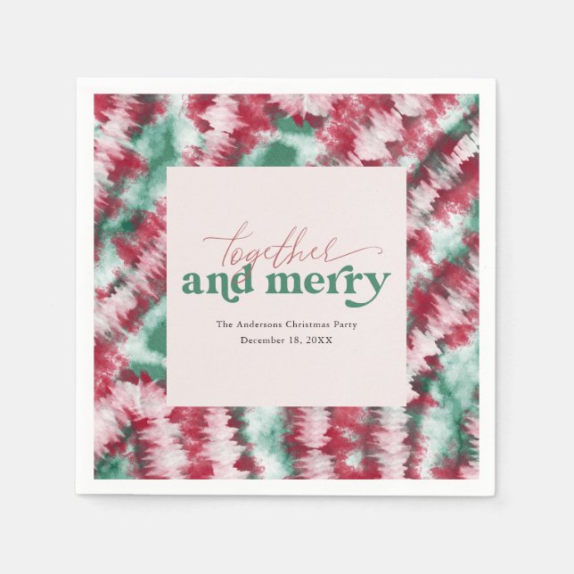 Together & Merry | Modern Christmas Tie Dye Napkins (Front)