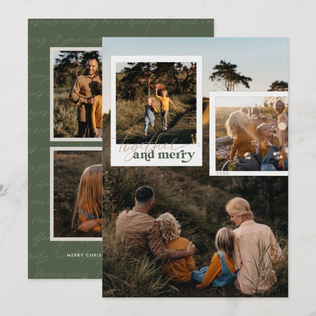 Together & Merry | Nostalgic Five Photo Christmas  (Front/Back)