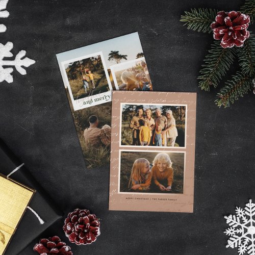 Together  Merry  Nostalgic Five Photo Christmas  Foil Holiday Card