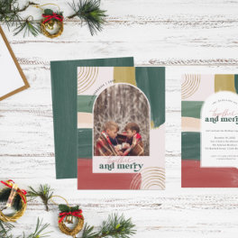 Together & Merry Photo Arch Modern Christmas Holiday Card