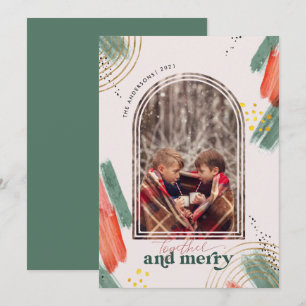 Together & Merry Photo Arch Modern Christmas Holiday Card