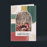 Together & Merry | Photo Arch Modern Christmas Note Card<br><div class="desc">Featuring beautiful abstract paint brush strokes and trendy arch framing your favorite photo. Modern color palette and gold accents makes this photo card vintage feeling with a modern flair. Classic earth tones of stunning copper tone and dark green are perfect for the holidays. Add your choice of personalization for a...</div>