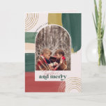 Together & Merry | Photo Arch Modern Christmas Note Card<br><div class="desc">Featuring beautiful abstract paint brush strokes and trendy arch framing your favorite photo. Modern color palette and gold accents makes this photo card vintage feeling with a modern flair. Classic earth tones of stunning copper tone and dark green are perfect for the holidays. Add your choice of personalization for a...</div>