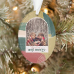 Together & Merry | Photo Arch Modern Christmas Orn Ornament<br><div class="desc">Featuring beautiful abstract paint brush strokes and trendy arch framing your favorite photo. Modern color palette and gold accents makes this ornament vintage feeling with a modern flair. Classic earth tones of stunning copper tone and dark green are perfect for the holidays. Add your choice of personalization to the back....</div>