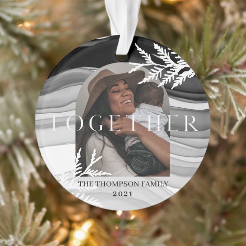 Together Modern  Minimal Japandi Christmas Photo Ornament