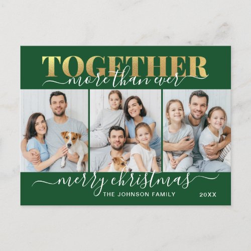 Together More Than Ever Christmas 3 PHOTO Holiday Postcard