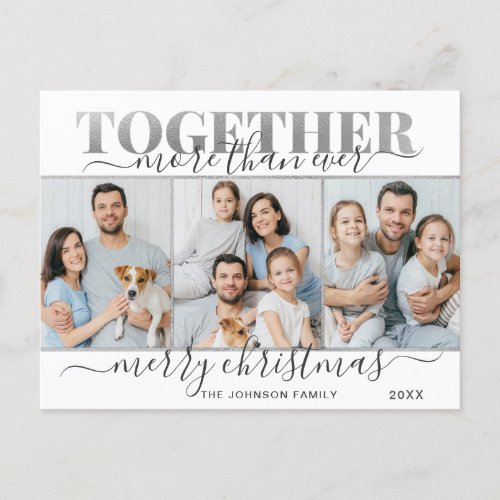 Together More Than Ever Christmas 3 PHOTO Holiday Postcard