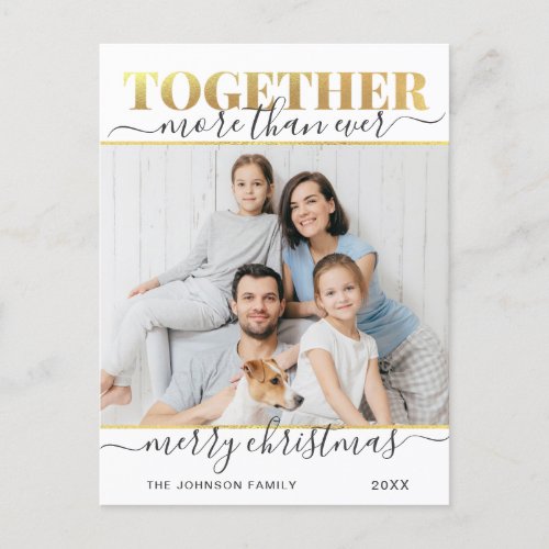 Together More Than Ever Christmas PHOTO Holiday Postcard