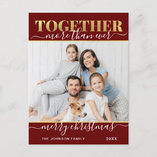 Together More Than Ever Christmas PHOTO Holiday Postcard