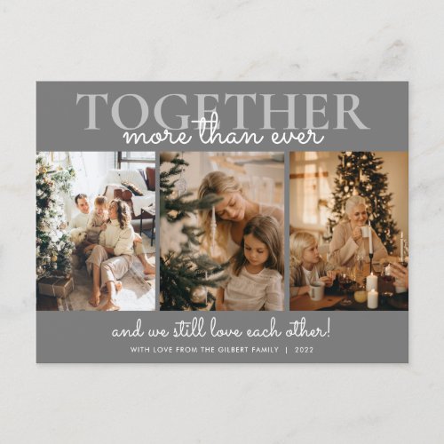 Together more than ever Photo Collage Christmas Po Postcard