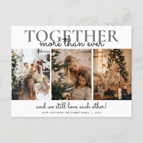 Together more than ever Photo Collage Christmas Postcard