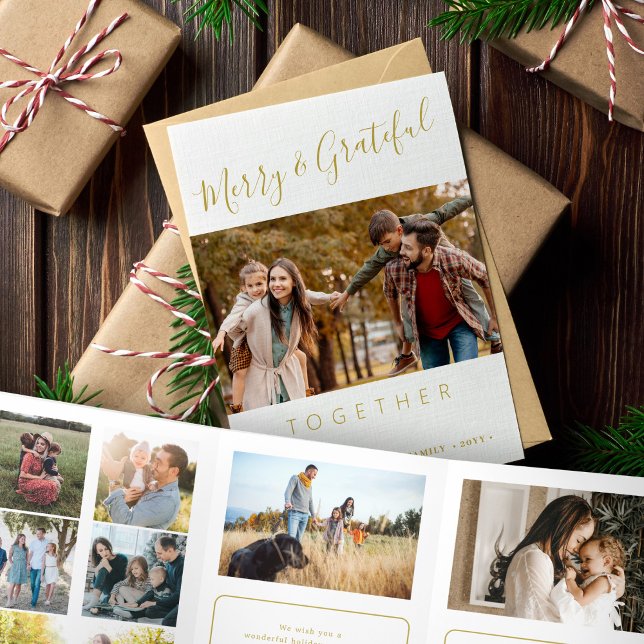 Together multi photo year in review Tri-Fold holiday card (Creator Uploaded)