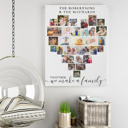 Together Personalized Heart Shaped Photo Collage  Faux Canvas Print