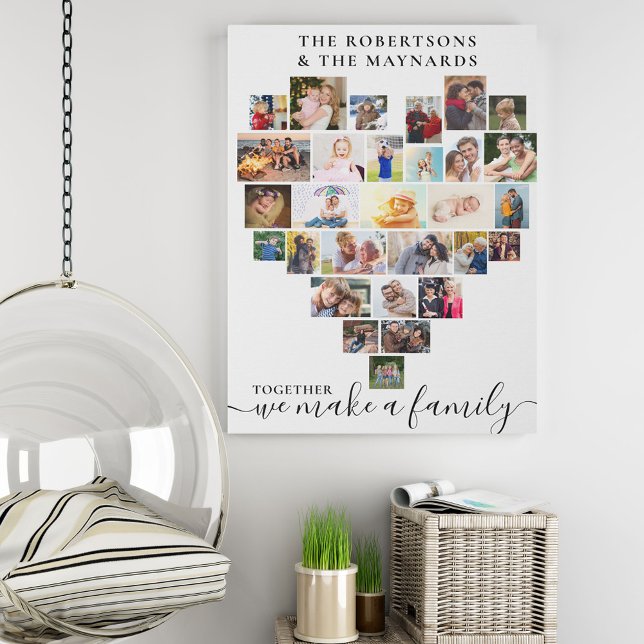 Together Personalized Heart Shaped Photo Collage  Faux Canvas Print (Creator Uploaded)